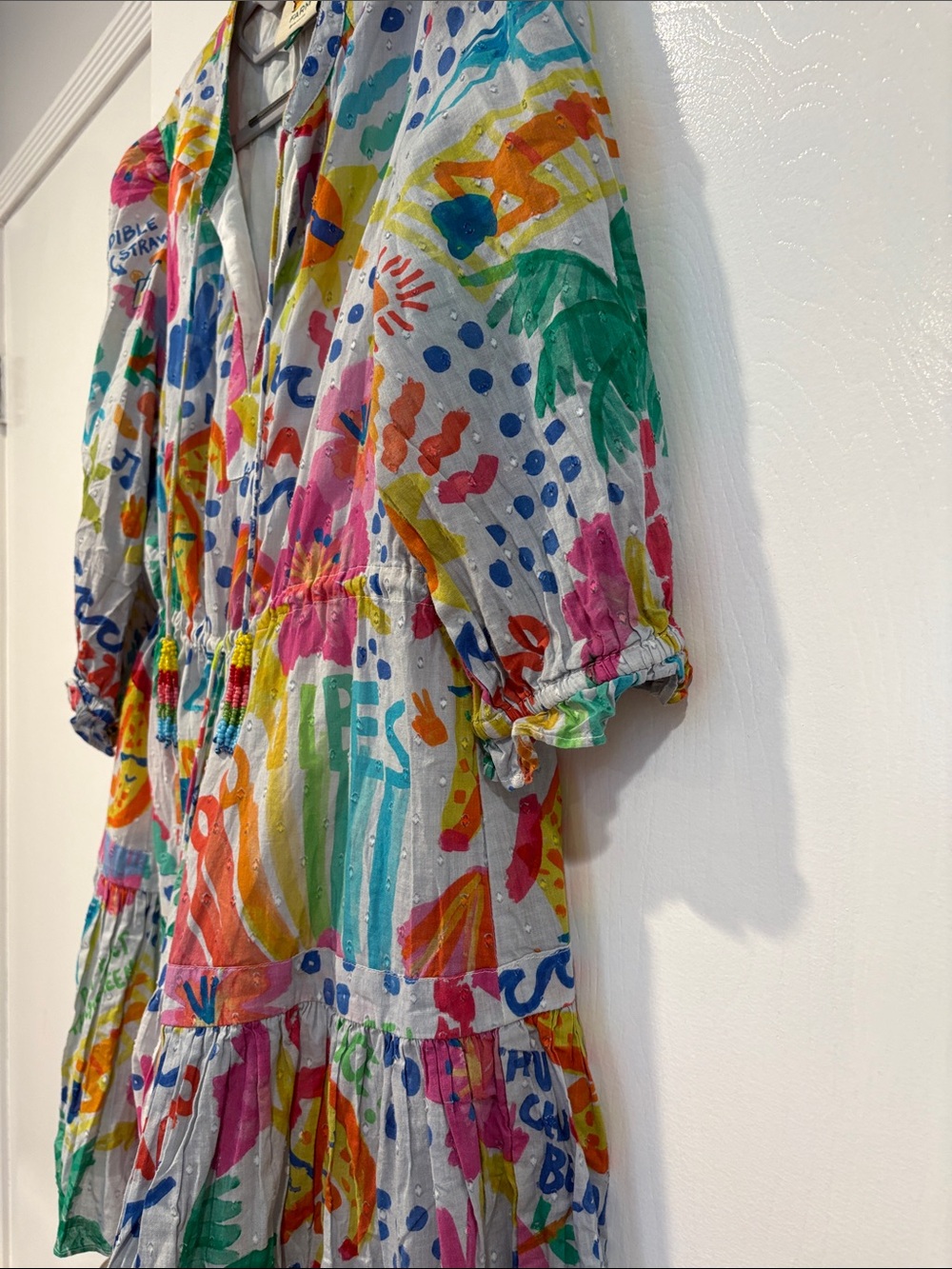 Farm Rio Women’s Medium Good Vibes Mini Dress 100% Cotton Summer Anthropologie - Picture 9 of 13